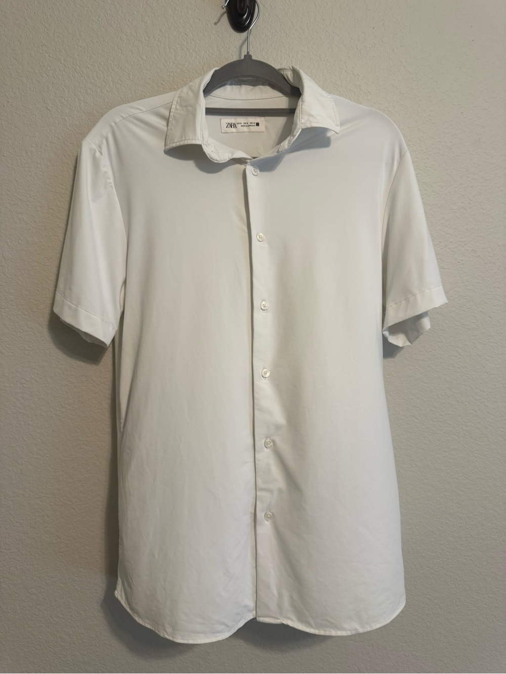 Zara Men's Short-Sleeve White Button-Down Shirt